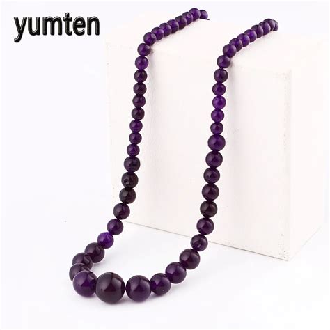 Yumten Paarse Chalcedoon Ketting Natuursteen Power Crystal Vrouwen