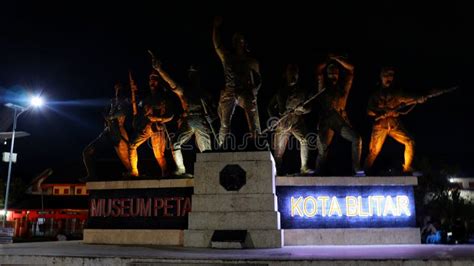 Statue of the Hero "PETA" Blitar. Taken at Night Editorial Image ...