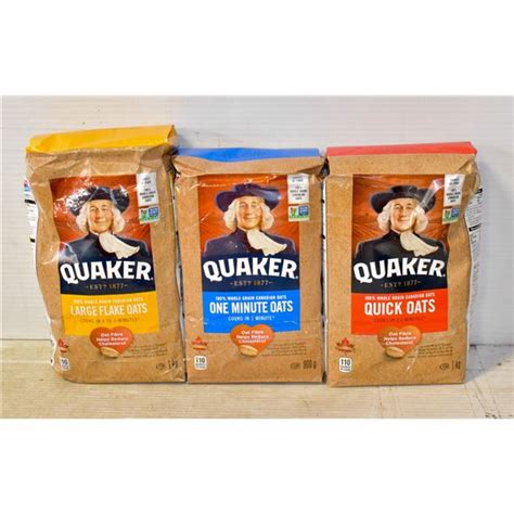 3 Bags Of Quaker Oats Large Flake Oats One Minute