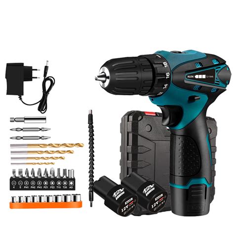 Mesin Bor V Cordless Drill Bor Baterai Pengeboran Dan Mata Obeng