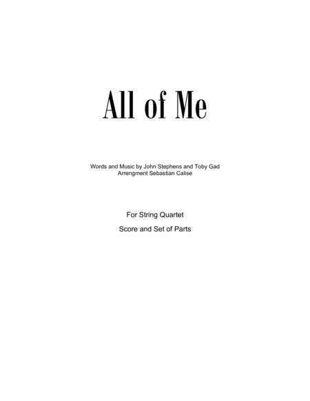 All Of Me Arr Sebastian Calise By John Legend Sheet Music For String