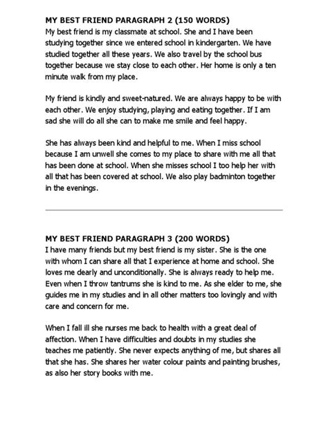 My Best Friend Paragraph 2 | PDF