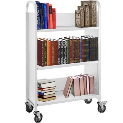 Book Cart Library Cart 200Lb Capacity With L-Shaped Shelves In White, 1 - Harris Teeter