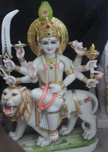 White Painted Marble Durga Mata Statue For Worship Size 40 Inch Rs