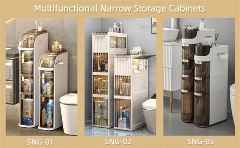 Mosamni 4 Tiers Slim 𝐁𝐚𝐭𝐡𝐫𝐨𝐨𝐦 𝐒𝐭𝐨𝐫𝐚𝐠𝐞 𝐂𝐚𝐛𝐢𝐧𝐞𝐭 Waterproof Narrow Storage Cabinet