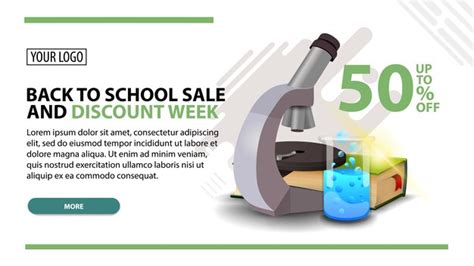 Volta Para Venda De Escola E Semana De Desconto Banner Web Branco Em