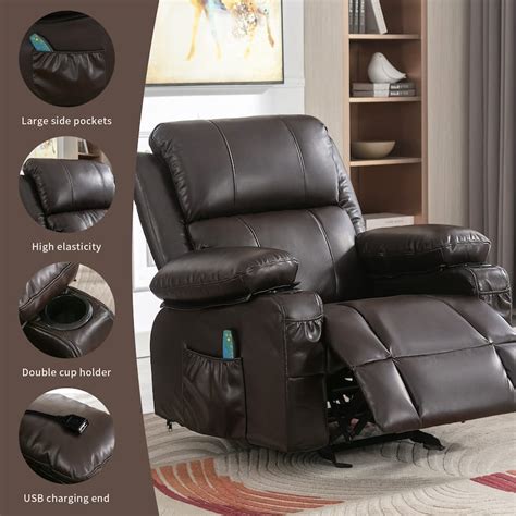 Oversized Heat Recliner Chair Massage Sofa Wusb Port And Cup Holders On Sale Bed Bath