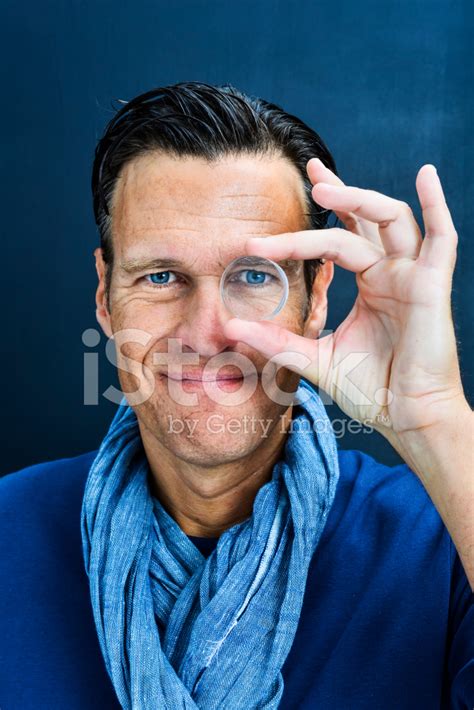 Vision Man Looking Through Lens Stock Photo Royalty Free FreeImages