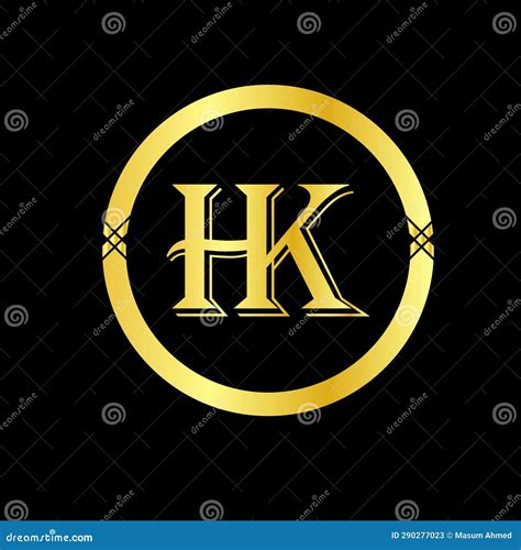 HK Luxury Brand Logo Design Golden Colour and Round Stock Vector