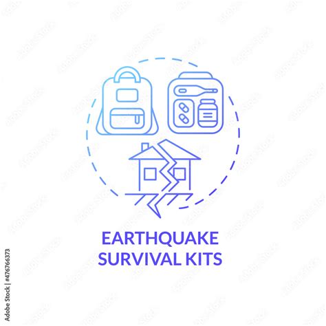 Earthquake Survival Kits Blue Gradient Concept Icon Essential Items For Evacuation Abstract