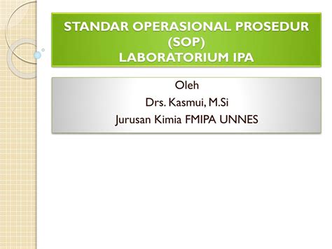 PPT STANDAR OPERASIONAL PROSEDUR SOP LABORATORIUM IPA PowerPoint