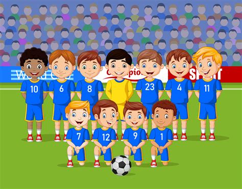 Cartoon Soccer Kids Team At A Stadium 8390507 Vector Art At Vecteezy