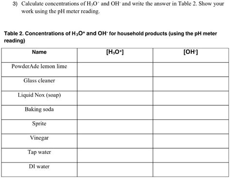 SOLVED 3 Calculate Concentrations Of H3O And OH And Write The Answer