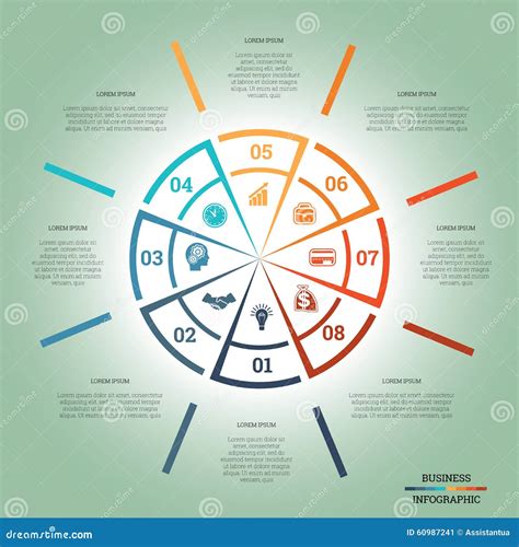 Bunte Positionen Des Kreises Acht Der Infographic Kreisdiagramm