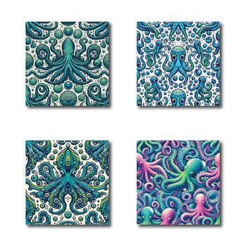 Octopus Pattern Digital Papers By Elks Art Studio Tpt