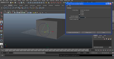 Autodesk Maya 3D Project Curve On Mesh Cuadro De Opciones