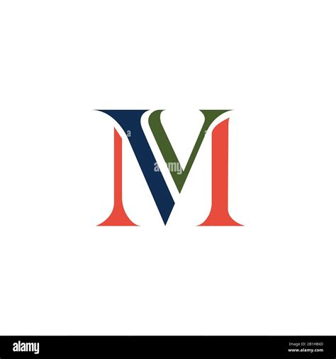 Plantilla de diseño de logotipo mv o vm con letra inicial Imagen Vector