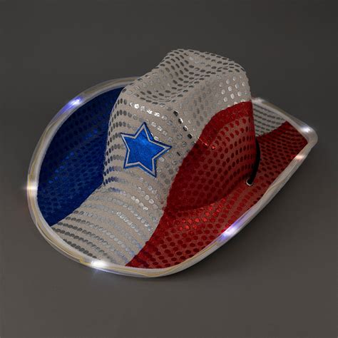 Patriotic Led Light Up Flashing Sequin Cowboy Hat