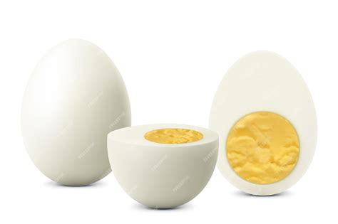 Premium Vector Whole Boiled Peeled Chicken Egg With Halves Egg