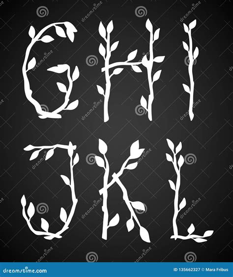 Part Of Decorative Alphabet Made Of Tree Branches Stock Vector