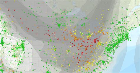 Current Air Quality Map Showing Smoke Caused By Fires