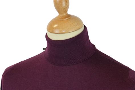 John Smedley Belvoir Retro 60s Mod Roll Neck Jumper Italian Plum