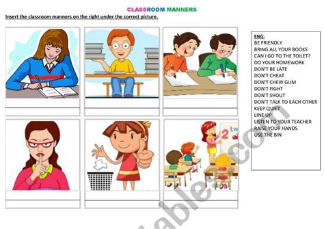 Classroom Manners Esl Worksheet By Anjaaa123