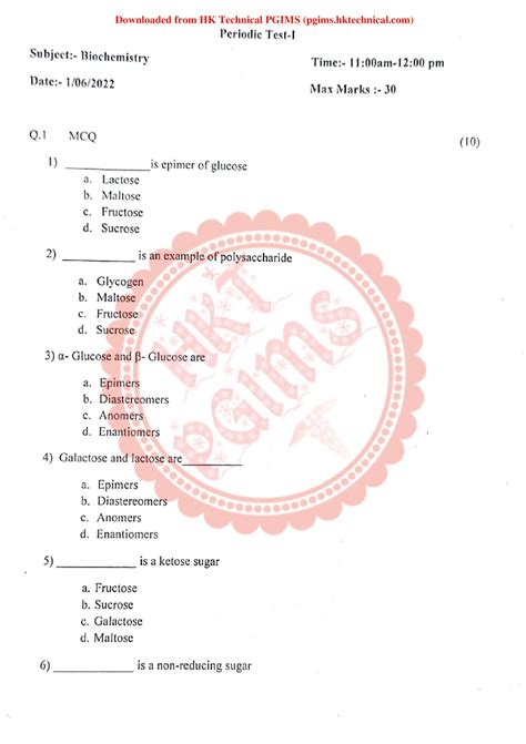 F Y B Pharm 1st Sessional Biochemistry S P B C COP B Pharmacy 2nd