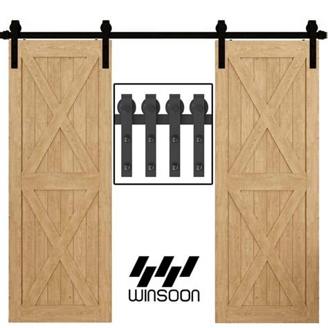 Door Hardware New Winsoon 10 Ft 120 In Frosted Black Sliding Barn