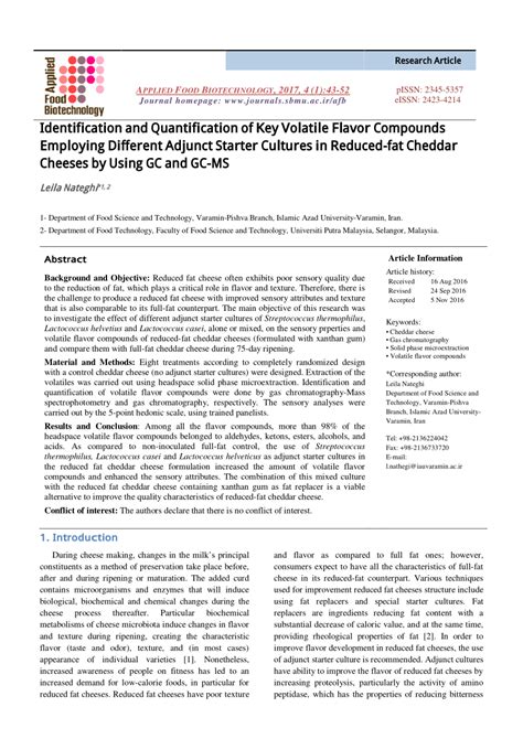 PDF Identification And Quantification Of Key Volatile Flavor