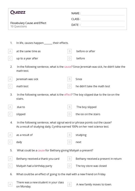 50 Cause And Effect Worksheets For Kindergarten On Quizizz Free And Printable