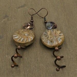 Boucles d oreilles rustiques boho argile polymère verre filé métal