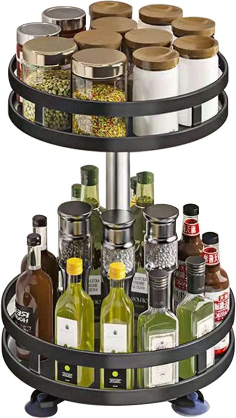 Tier Rotating Spice Rack Degree Round Rotatable Seasoning