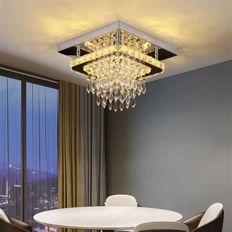 Lustre Moderne En Cristal Carr Couleurs Pour Chambre Coucher Et