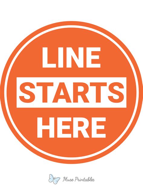 Printable Line Starts Here Sign