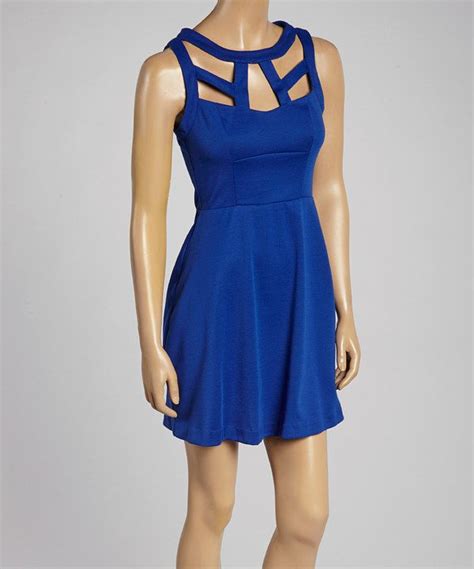 Look At This Blu Blue Cutout Sleeveless Skater Dress On Zulily