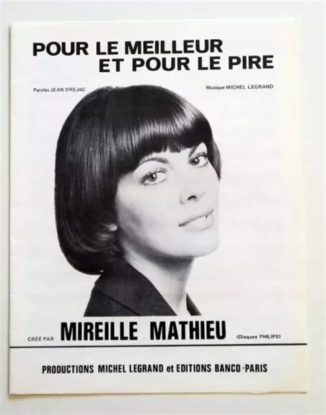 Partition Sheet Music Mireille Mathieu Pour Le Meilleur Et Pour Le