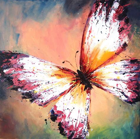 Pintura Al Leo Arte Moderno Mariposa Blanca Etsy