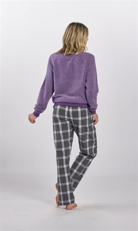 Boxercraft Womens Haley Charcoal Lavender Plaid Flannel Pajama Pant