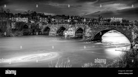 View Of Dee River And The Old Dee Bridge In Chester Cheshire Black