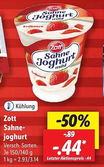 Zott Sahne Joghurt Angebot Bei Lidl Prospekte De