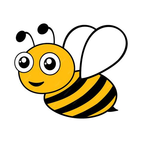 Premium Vector Cute Friendly Bee Cartoon Happy Flying Bee With Big