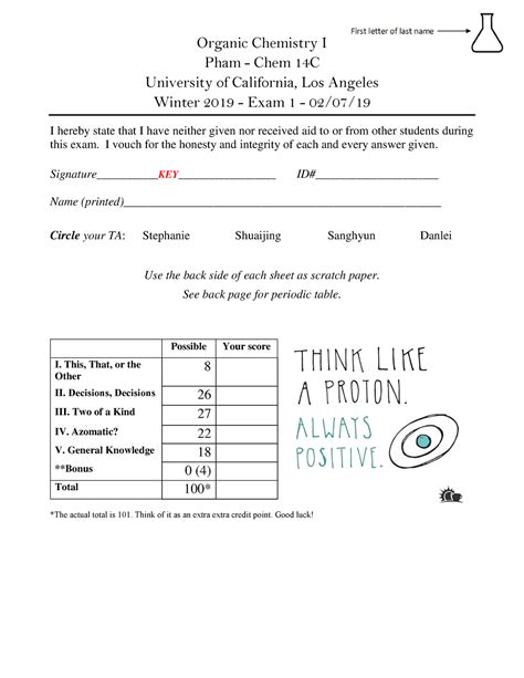 Pham Chem 14C W19 Midterm 1 Organic Chemistry I Pham Chem 14C