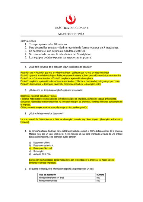 Solución PD6 APUNTES PRÁCTICA DIRIGIDA Nº 6 MACROECONOMÍA