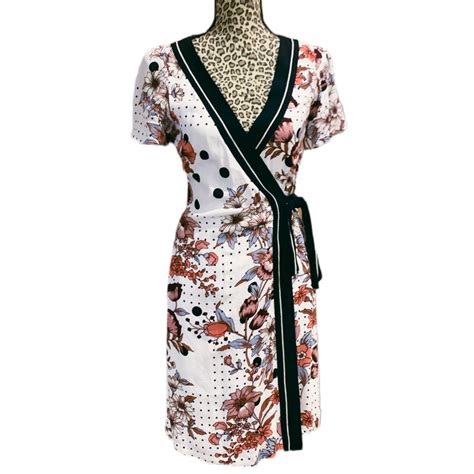 Anthro Maeve Polka Dot Floral Aubrey Wrap Dress 2 Gem