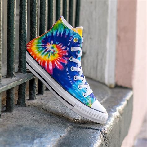 Tie Dye Converse High Tops Canvas Rainbow Custom Kicks W Etsy