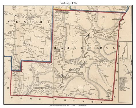 Bainbridge, New York 1855 Old Town Map Custom Print - Chenango Co ...