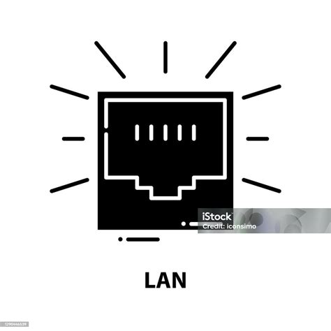 Vetores De Ícone Lan Sinal Vetorial Preto Com Traços Editáveis