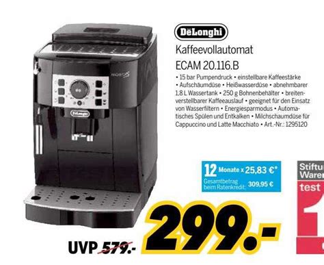 Delonghi Kaffeevollautomat Ecam 20 116 B Angebot Bei MEDIMAX