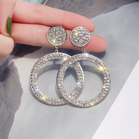 Full Rhinestones Earrings For Women Girls Statement Brincos Party Jewelry Crystal Earrings T